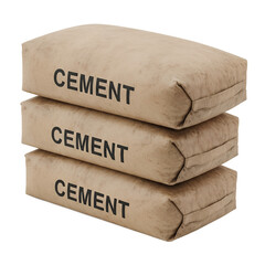
stack of paper bags with cement isolated on transparent background