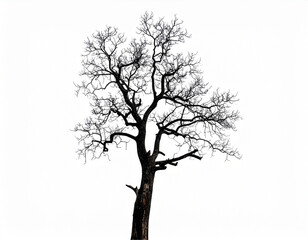 Obraz premium black dead tree isolated on white background 