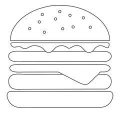 Hamburger Illustration Black and White Line Art
