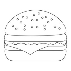 Hamburger Illustration Black and White Line Art