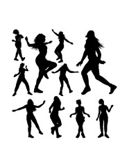 Female dancing performance modern and traditional silhouette