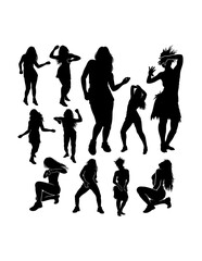 Female dancing performance modern and traditional silhouette