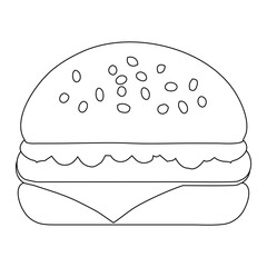 Hamburger Illustration Black and White Line Art