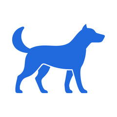 Standing Dog Silhouette Icon in Blue Color