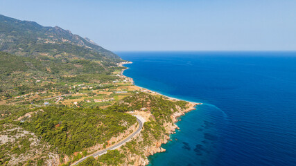 Aerial view of Mediterranean coastline in the summer