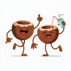 Dancing Coconuts Cartoon Vector for World Coconut Day