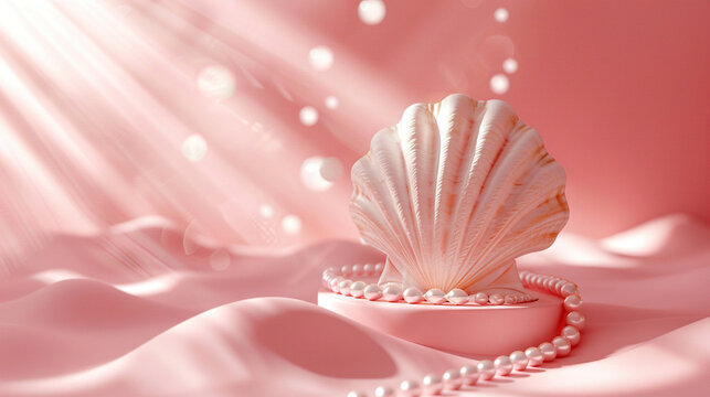 pink shell in podium. for presentation