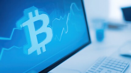 Computer screen displaying bitcoin representing financial analytics and business insights in the digital era