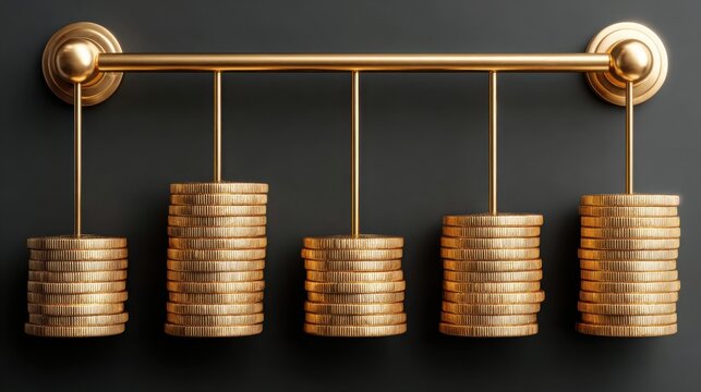 A gold clock surrounded by coins illustrating blockchain royalty system in a structured view for financial management