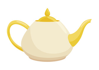 Tea brewing icon. Accessories for tea party. Traditional and cozy tea drinking. Element for aromatic hot drink. Flat vector illustration isolated on white background