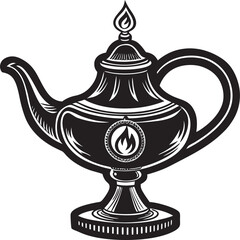 vintage teapot on black background