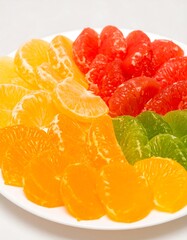 Citrus slices arranged on a plate