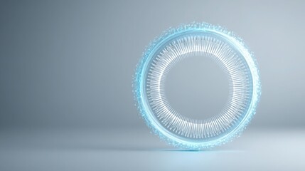A circular object emitting a soft blue light representing real-time pattern rotation monitor in a fibonacci environment icon