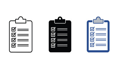Checklist Icon Set with Clipboard and Check Marks for Task Management To Do Lists and Project Tracking in Business and Personal Planning
