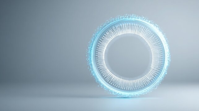 A circular object emitting a soft blue light representing real-time pattern rotation monitor in a fibonacci environment icon