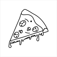 Pizza slice hand drawing illustration