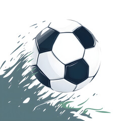 Fototapeta premium A soccer ball is shown in mid-air, with its black and white pattern visible