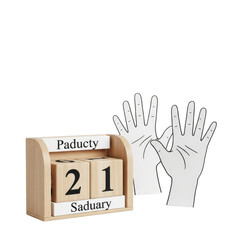 Obraz premium Celebrate National Paducty Day on January 21st with playful hand gestures and a calendar marking the special occasion for festive fun
