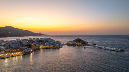 Fototapeta premium Kokkari on Samos island, Greece at dusk