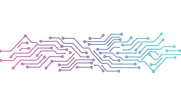 Abstract Circuit Board Design with Gradient Colors Representing Technology Connectivity and Innovation on a Clean White Background for Modern Applications