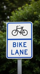 Bike lane sign roadside clear day transportation safety message high quality professional