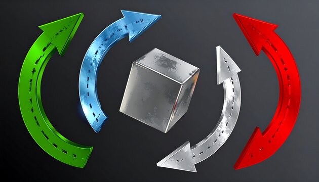 Rotating arrows, cube