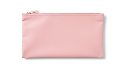 Pink Packing Pouch Isolated on White, Above View – Packaging Bag Design.