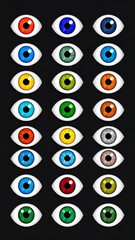 Colorful eyes arranged vertically