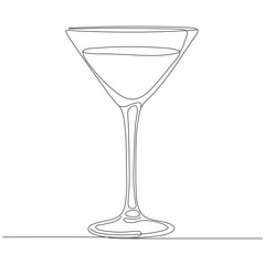 Cocktail continuous one line drawing. Alcohol drink.