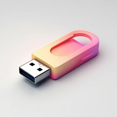 3D USB flash drive mockup, pink and yellow gradient