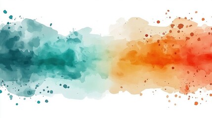 Obraz premium Abstract watercolor splashes of teal and orange