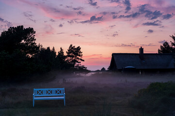 sunset over the village