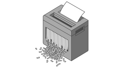 Gray paper shredder white paper insert shredded paper on floor