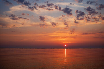 setting sun over the sea