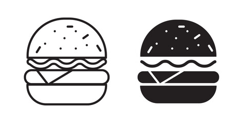Cheese burger icon. Vector illustration with stroke and fill on a white background.