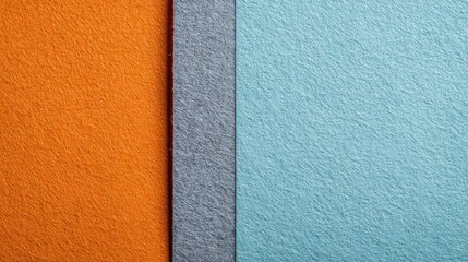 Fototapeta premium High definition photo of texture of craft light blue color paper background with orange and gray border Vintage abstract sky cardboard Presentation template and mockup with copy space.