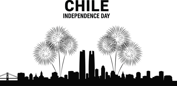 Chile independence day celebration with fireworks over the city skyline vector graphic design for national holiday and festive event - Powered by Adobe
