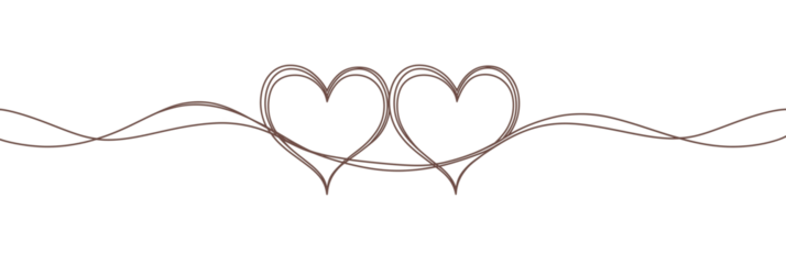 Two intertwined heart outlines with decorative lines