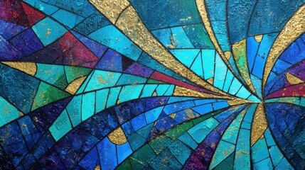 Abstract Colorful Mosaic Pattern with Glitter