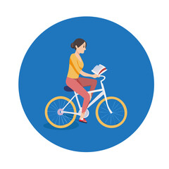 Fototapeta premium woman riding bicycle