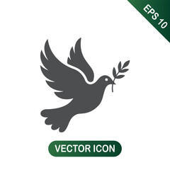 Dove of peace with olive branch icon