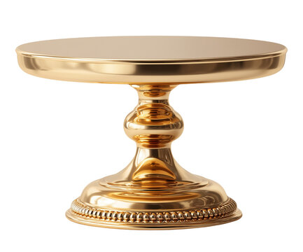 Shiny golden pedestal or stand, isolated on transparent background