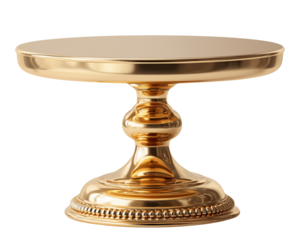 Shiny golden pedestal or stand, isolated on transparent background