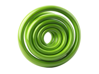 Green spiral object is  isolated on white background ,PNG.AI Generated.