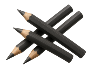 Three charcoal pencils with charcoal strokes.