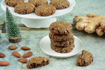 Ginger molasses almond Christmas cookies