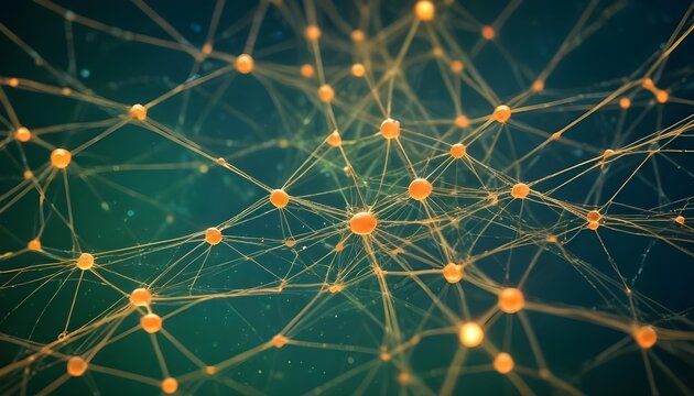 Intricate network of spheres and connecting lines, showcasing data and complex relationships.