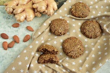 Ginger molasses almond Christmas cookies