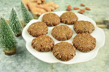 Ginger molasses almond Christmas cookies