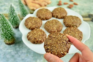 Ginger molasses almond Christmas cookies